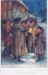 村人たちは、オリバーゴールドスミスの「ウェイクフィールドの牧師」のイラストであるクリスマスキャロルを1910年頃に続けました。